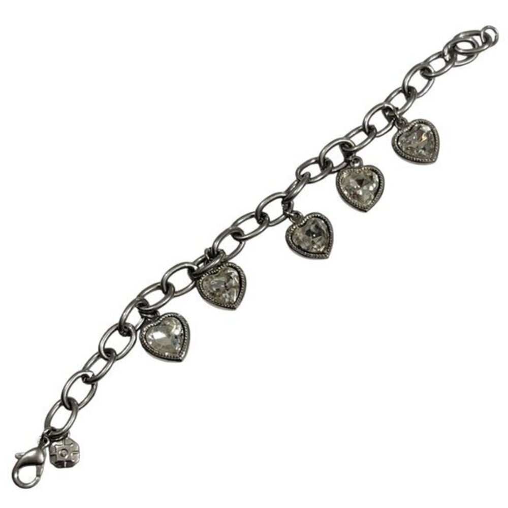 Vintage Monet Charm Bracelet Silver Tone Hearts